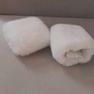 Handmade ivory fur cuffs